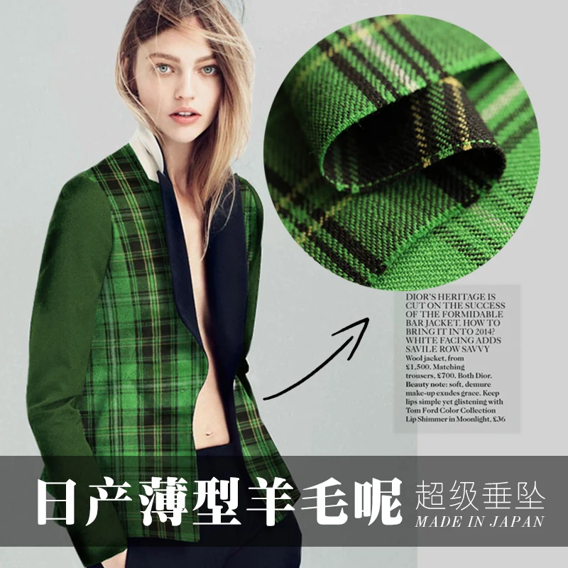 

145cm classic plaid worsted wool fabric meter jacket suit wool fabric wholesale high quality wool cloth