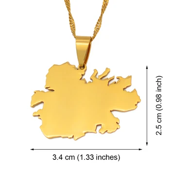 

Anniyo (3.4cm Pendant）Antigua Island Map Pendant Necklaces for Women Girls Gold Color Jewelry #097721