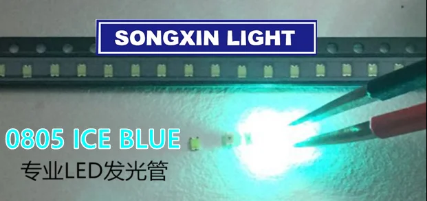

100PCS 0805 Ice Blue 2012 Light Blue Clear Ultra Bright SMD LED Indication 2.0*1.2*0.8mm 0805 clear blue led diode