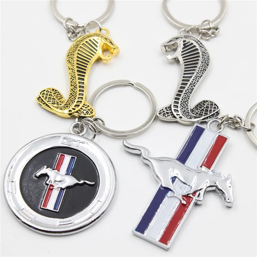 Metal Car Logo Keychain For Mustang Emblem Badge Keyring Key Chain Ring Fob Rope Gift CNYOWOin