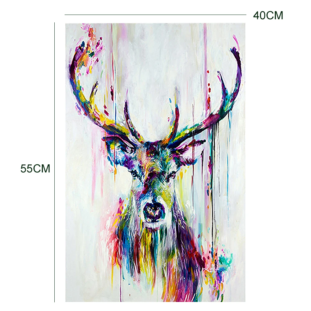 Картина маслом на холсте Современная Акварельная голова оленя для струйного холста постер, абстрактный рисунок животных Картина Безрамное холст# CW