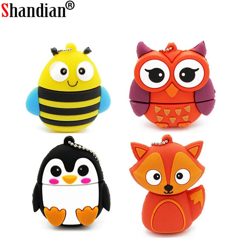 

SHANDIANpromotion Pen driveOwl fox penguin bee flash drive USB 2.0 memory stick pen drive 4GB u disk 8GB pendrive 16GB 32GB 64GB