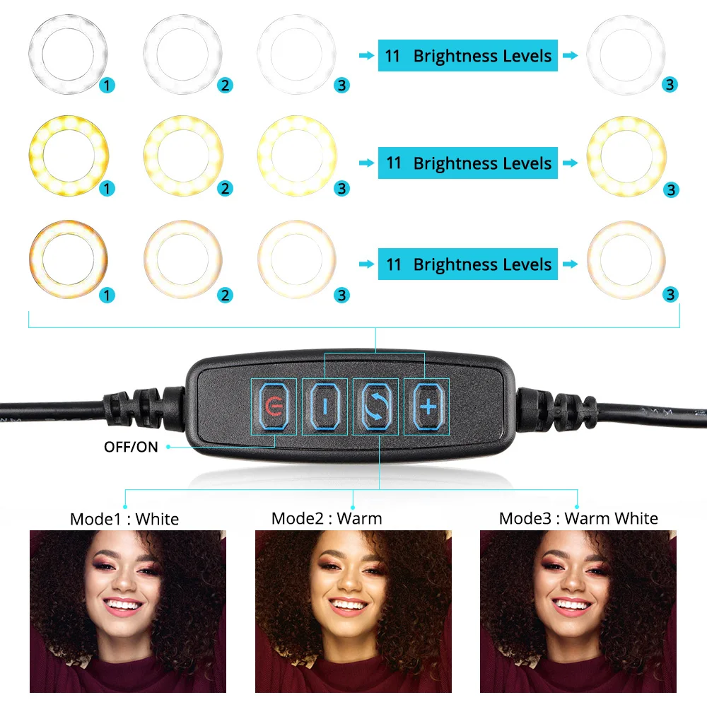  capsaver LED Selfie Ring Light Dimmable Makeup Annular Lamp USB Tabletop Shooting Photo Video Light - 33006972764