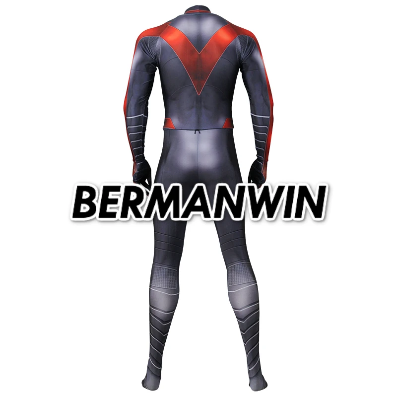 BERMANWIN высокое качество 3D принт Nightwing костюм Batman Arkham City взрослых Для мужчин супергероя Косплэй Зентаи комбинезон ночь крыла костюм