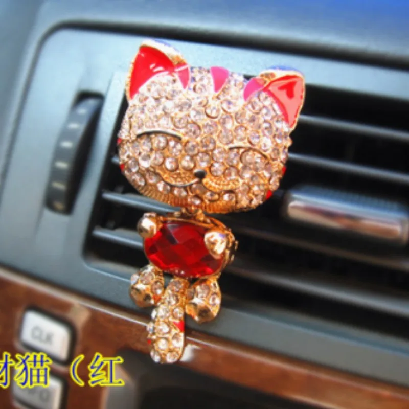 YZ cat с автомобильные освежители со стразами освежитель воздуха девушка Автомобиль Стайлинг - Название цвета: Красный