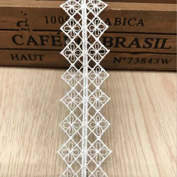 

30Yards Embroidered Lace Trim Ribbon White Grid Fabrics Sew On Appliques Embellishment Home Decoration