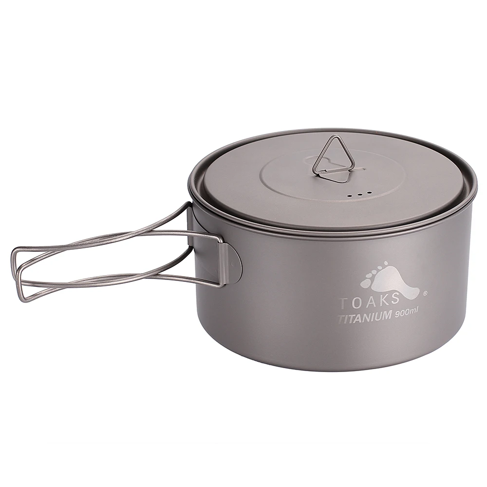 

TOAKS Pure Titanium Camping Cookware Outdoor Pots, Can be Used As a Cups Bowls Pans 900ml 104g 3.7oz POT-900-D130