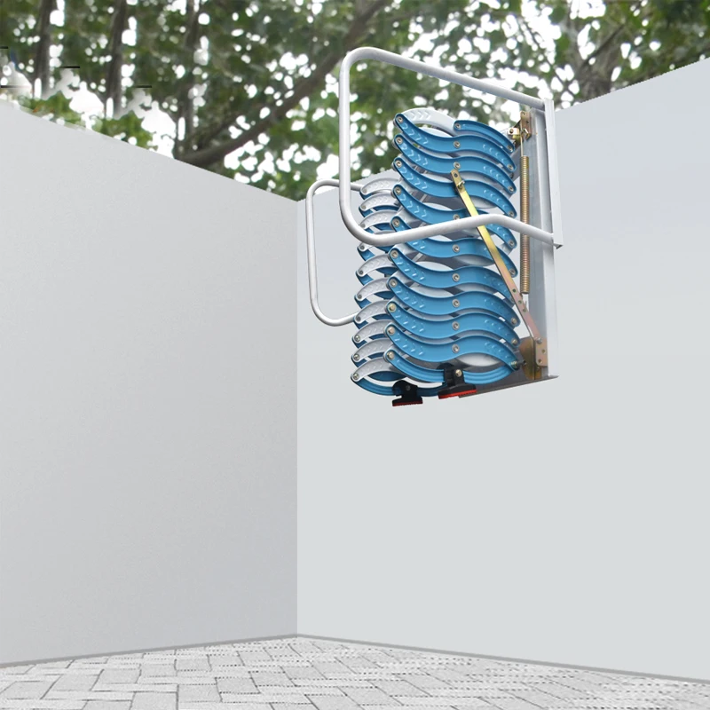  Manual Operated Wall Mounted Collapsible Ladder Foldable Loft External Staircase High Quality Fold 