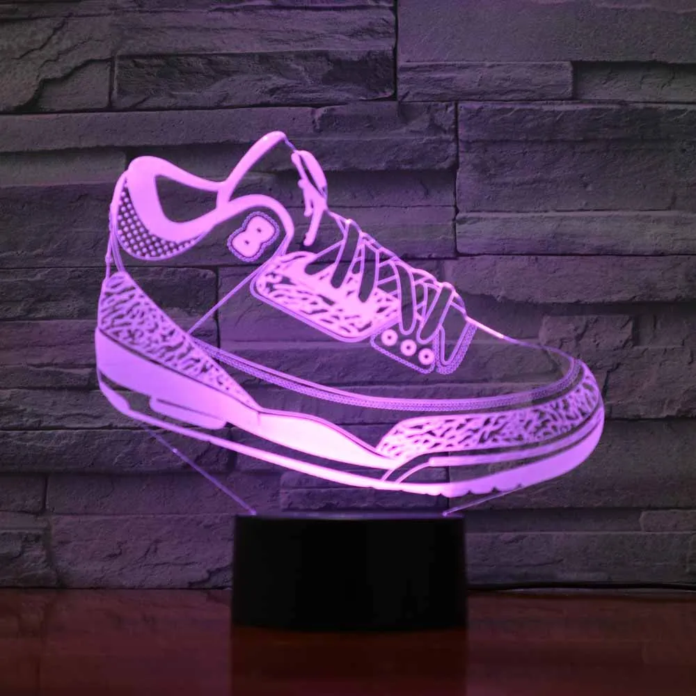 

Usb Colorful 3D Led Night Lights Touch Button Creative Running Shoes Modelling Kids Sports Desk Lamp Bedroom Home Lighting Decor