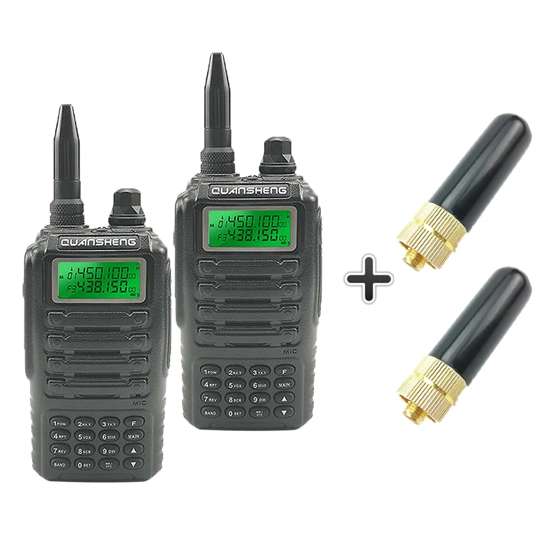 2 шт. Quansheng TG-UV2 портативная рация Двухдиапазонная Ham Vhf Uhf мобильное радио PTT портативное переговорное TG UV2 двухстороннее радио приемопередатчик - Цвет: Add 2 short antennas