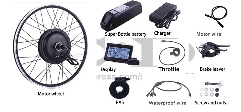 Excellent Waterproof Connector Plug 500W 36V 20.4AH 48V 52V 17AH Ebike Electric Bike Conversion Kit XF39 XF40 Motor MXUS Hailong battery 2