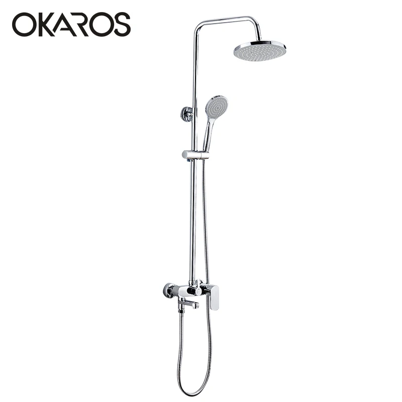 

OKAROS Bathroom Shower Faucet Rainfall Shower Head Hand Shower Sprayer Bathroom Shower Tap System Set Y014-C
