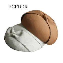 PCFDDR берет котелок шляпа Британский ветер Тыква шерсть фетр Хати осенью и зимой
