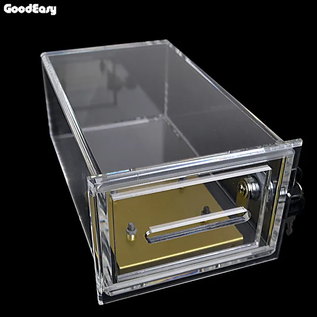 Transparent Acrylic Safe Box Poker Chips Bank Double Security Casino