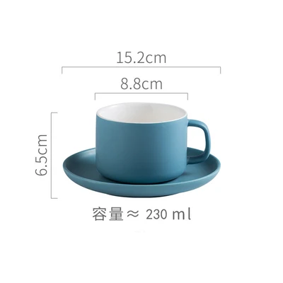 Керамическая кофейная кружка, чай, чашка для завтрака, Европейский стиль, креативная кофейная чашка с тиснением, красочная матовая пара, украшение для путешествия, посуда - Цвет: Blue