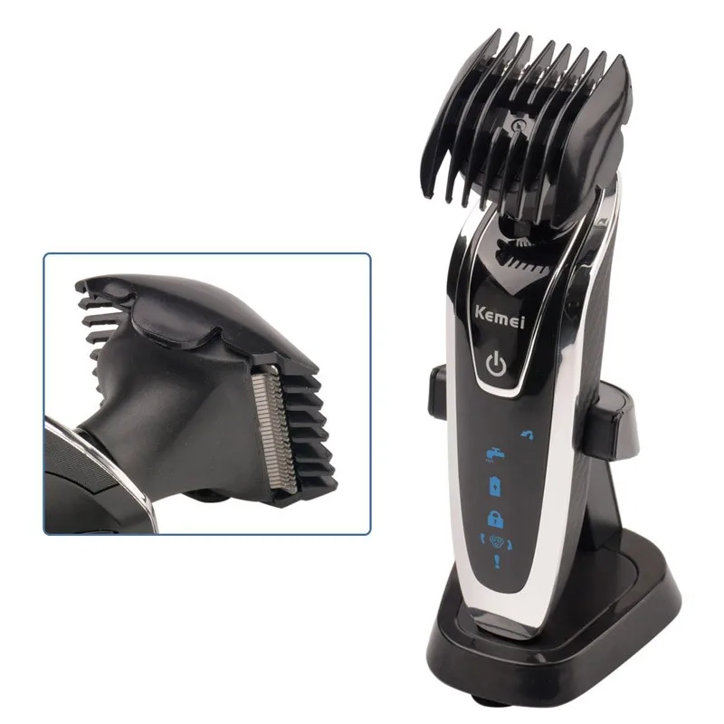 Kemei Electric Shaver 4 in 1 Multifunction Shaving Machine Nose & Hair Trimmer ElectricToothbrush IPX6 Waterproof With Stand