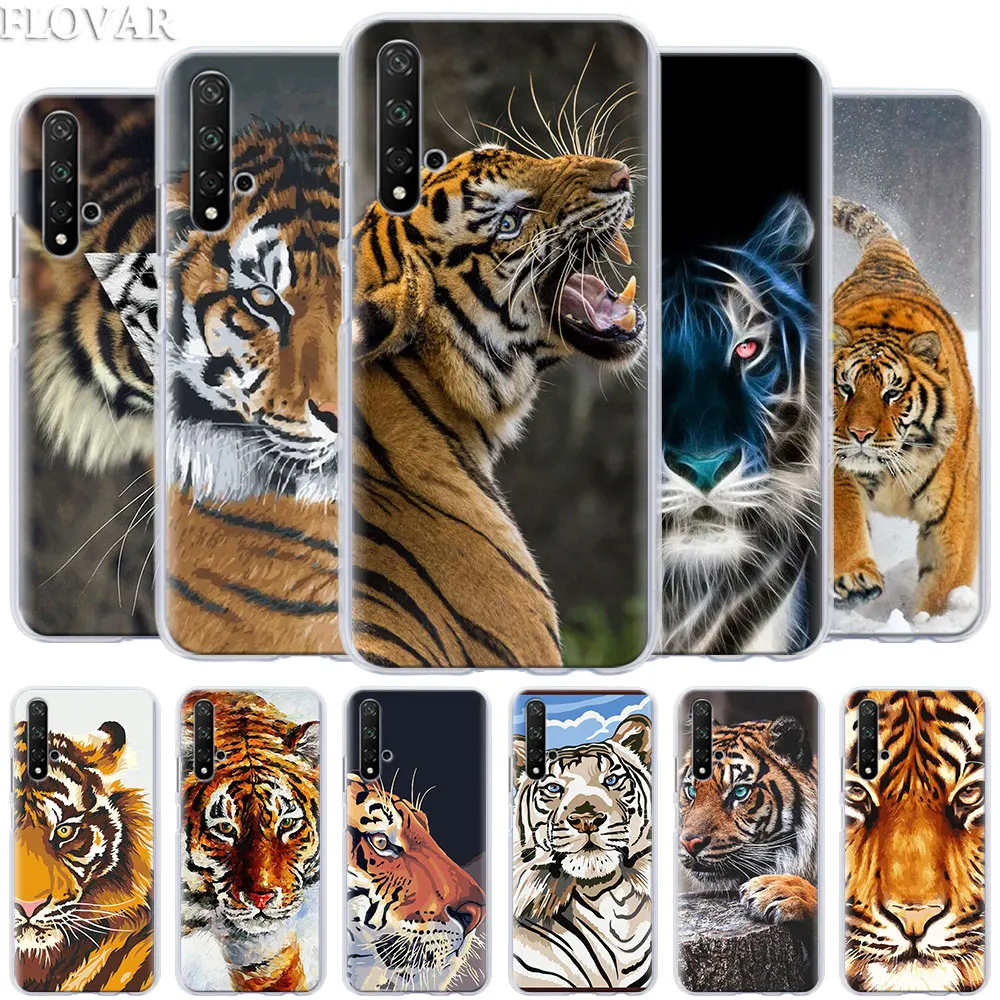 

Phone Case coque for Honor 20 Pro 9 10 Lite 8X 8A 8C 8S 7A 7S Y7 Y9 2019 V20 Cover Abstract Tiger on moon Hard PC Cases