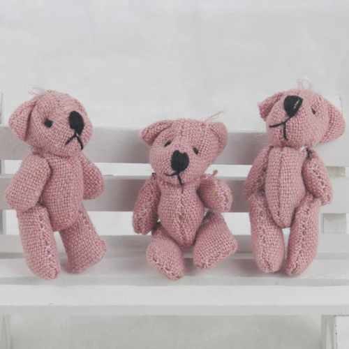 100PCS/LOTMini Teddy Bear Stuffed Plush Toys Small Bear Stuffed 4.5cm Pink Cottot Doll Kids Toys Pendant Birthday Gifts GMR044