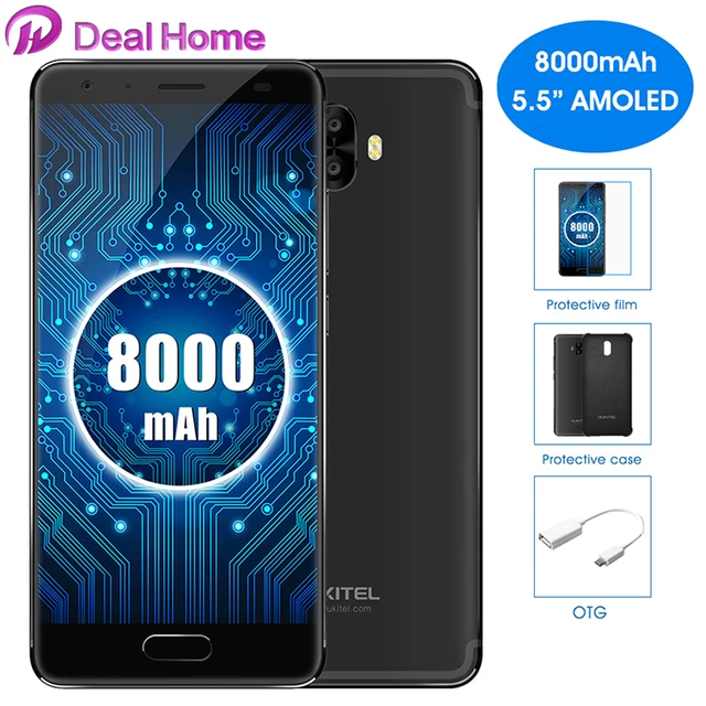 OUKITEL K8000 smartphone 8000mAh 5.5"18:9 AMOELD Front Fingerprint 13MP Dual rear camera 4GB+64GB Metal body GLONASS cellphone