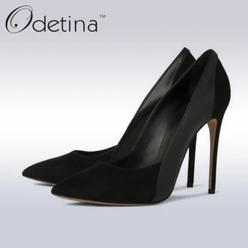 

Odetina 2017 Brand Fashion Ladies Suede Sexy High Heels Big Size Dress Pumps Super High Pump Women Fashion Party Shoes Stiletto