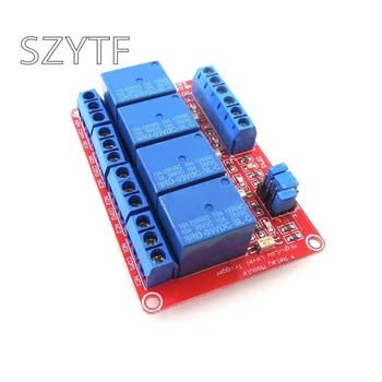 

5PCS/1LOT Red board 4-way relay module with optocoupler isolation high and low level trigger relay 5V9V12V24V