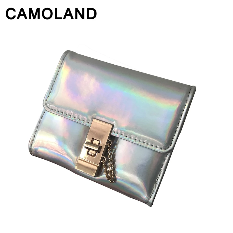 

Womens short Wallets PU leather Girls bags Holographic Coin Purse Card holder Laser Women Money bag Female Purse Fashion Lock