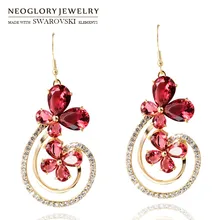 Neoglory Австрия горный хрусталь и циркон длинные висячие серьги светло желтого золота Цвет Изысканный Мода бабочка стильные для женщин Распродажа