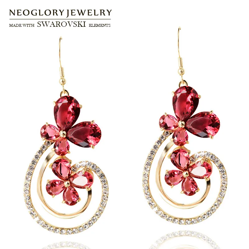 

Neoglory Austria Rhinestone & Zircon Long Dangle Earrings Light Yellow Gold Color Exquisite Trendy Butterfly Stylish Women Sale