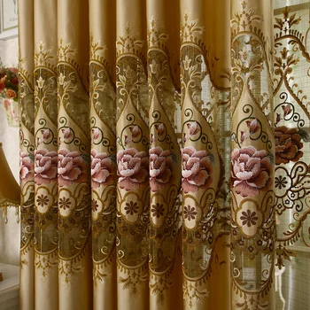 

Fashion quality luxury water soluble embroidered bedroom curtain