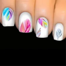 Модные перо ногтей Вода Передачи Наклейка Радуга мечты наклейка ногтей