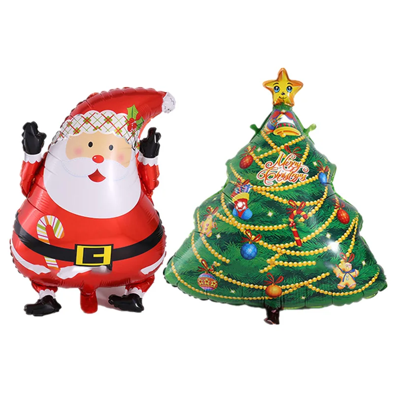 

2PC cartoon Christmas tree and Santa Claus foil balloons merry Christmas decoration balloon classic toys