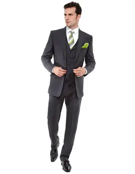 

Custom Made Groom Tuxedo Groomsmen Dark Gray Wedding/Dinner/Evening Suits Best Man Bridegroom (Jacket+Pants+Tie+Vest) B69