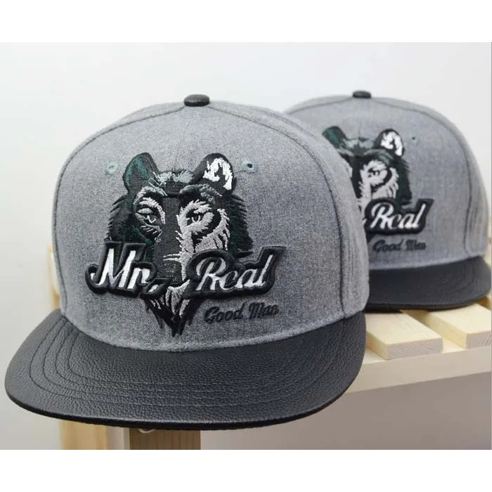 

New Brand Hip hop Baseball caps snapback hat Embroidery wolf head wool material brand summer men faux leather visor for 2019