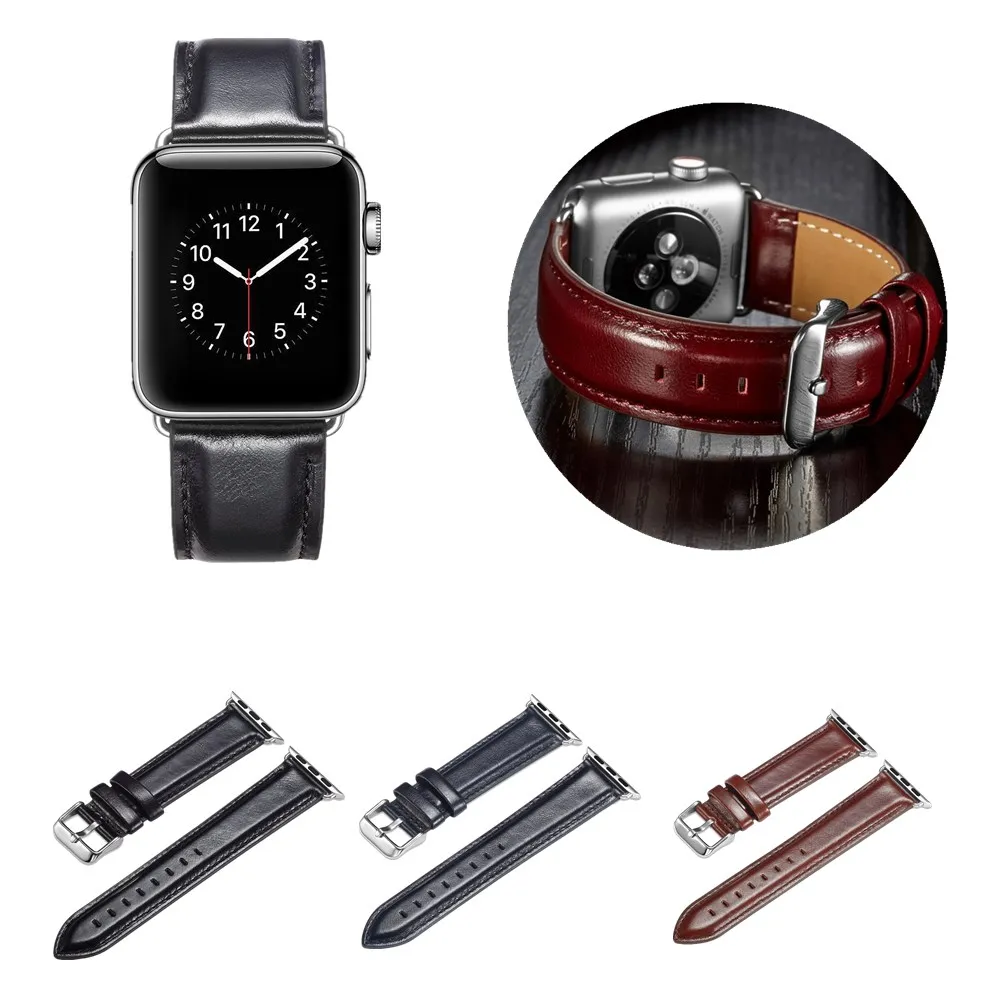 Качественная классическая пряжка кожаный ремень для Apple Watch Series 5 4 3 2 1 38 42 мм ремешок для iWatch 40 44 мм сменный ремешок