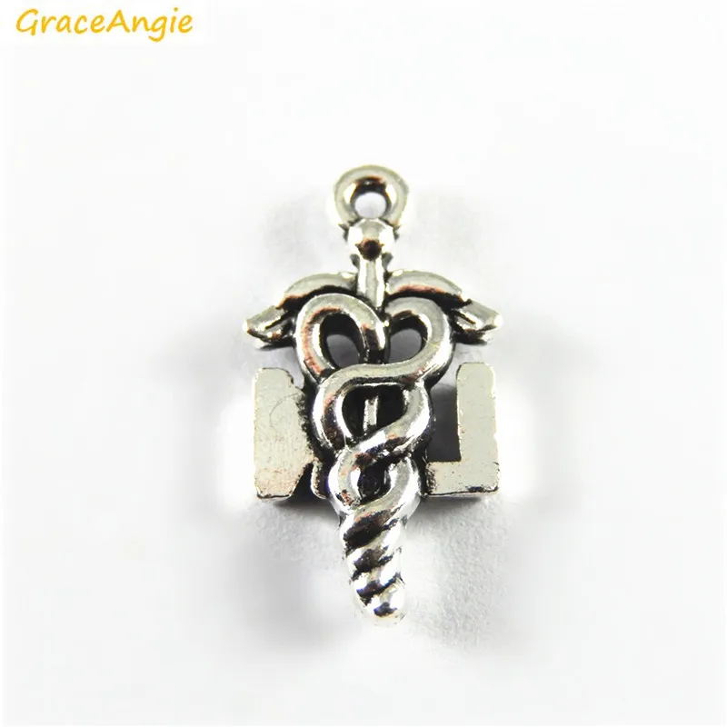 

GraceAngie 10pc Silver Tone Color Nurse Symbol Zinc Alloy Cute Pendant Charm Making Statement Necklace Finding Jewelry Accessory