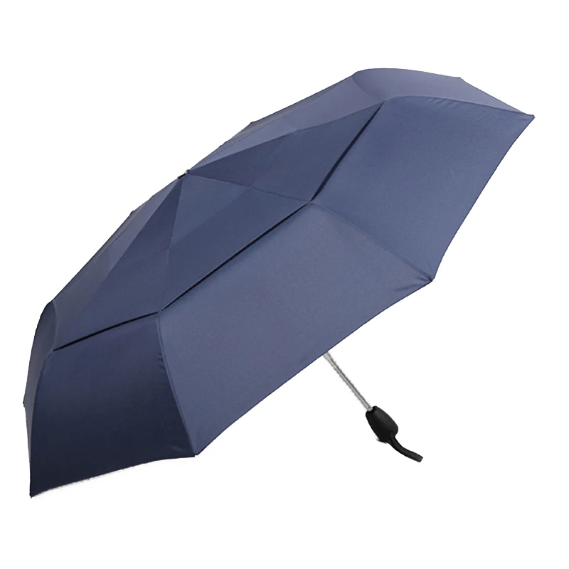 Большой ветер резистивный зонт для мужчин качество двойной слой складной автоматический зонт дождь женщин путешествия компактный зонт - Цвет: Blue
