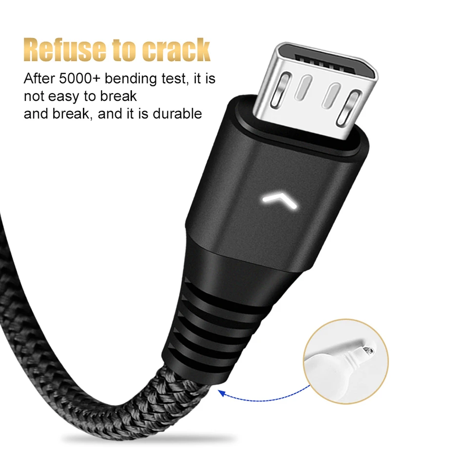 Кабель Micro USB 2A для быстрой зарядки и передачи данных, Кабель Microusb для зарядки samsung S7 S6 Xiaomi Android, кабели для мобильных телефонов