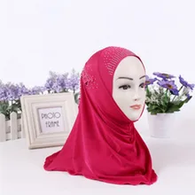 Imixlot, высококачественный Кристальный Одноцветный Мусульманский Исламский хиджаб, шарф для детей, шаль, повязка на голову, шарфы, 11 цветов