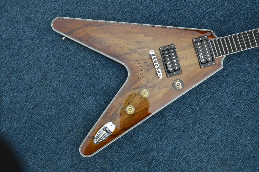 

Custom Shop Flying V Guitar natural wood color Spated Maple Top & with Hardware Available guitar free shipping