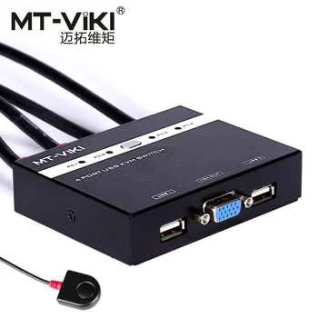 

Mt-Viki KVM switch 4 in 1 out USB Manual VGA computer switch 4 computers share keyboard and mouse printer display with 4 cables