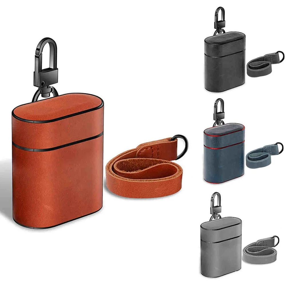 

Earphone Case For Airpods Protective Case Wireless Bluetooth Headset Box Charging Bag Genuine Leather Cover Shell For Airpods