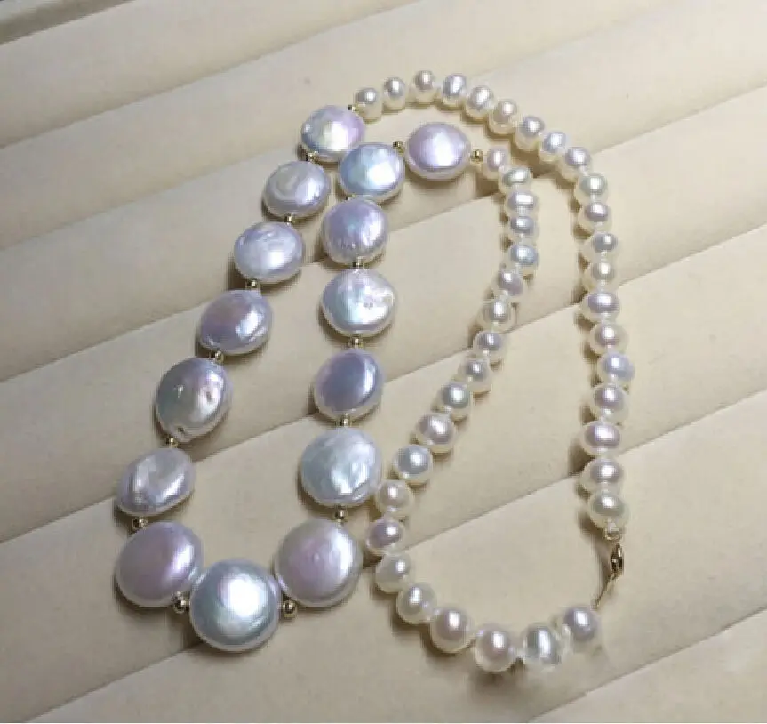 

GORGEOUS AAA++ 8-9MM AKOYA 13-15MM SOUTH SEA WHITE PEARL NECKLACE 20