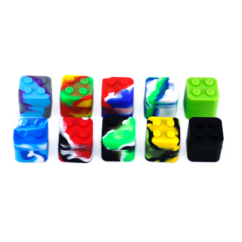 

10pcs 11ml silicone cube jars square lego dab wax container dry herb silicon weed jar dabber bho oil containers