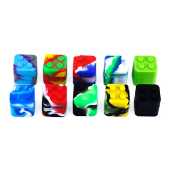 

20pcs 11ml Bho Cube Lego Dab wax Jar Containers Dry herb Silicone weed Jars Dabber butane oil containers Storage