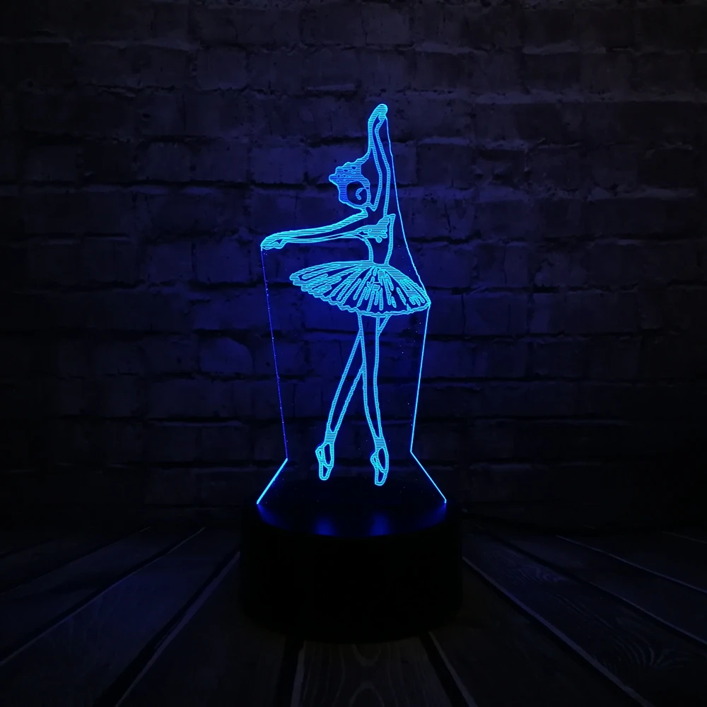 Танцевальный балет для девочек 3D настольная лампа ночник USB RGB светодиодное