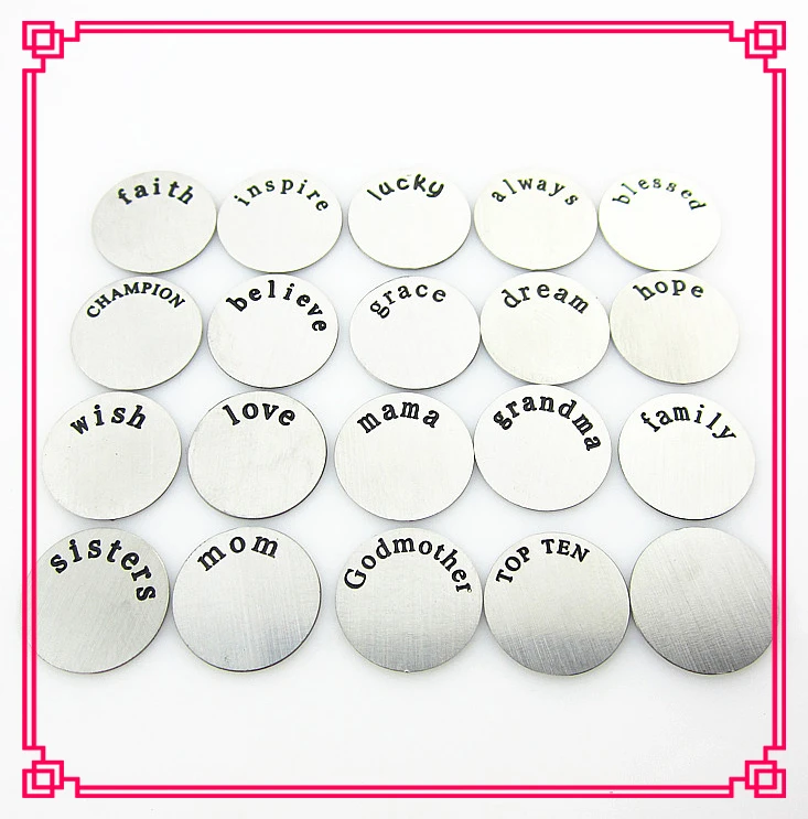 

Hot selling stainless steel 16mm mix 20pcs disk floating window plate fit for 25mm floating locket