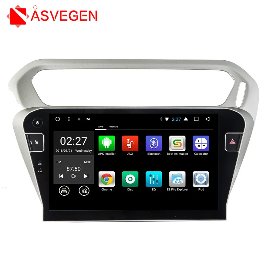 Perfect Asvegen  Android 7.1 Quad Core Car Radio GPS Navigation Stereo Headunit WIFI 4G Media DVD Player For Peugeot 301 2014 0