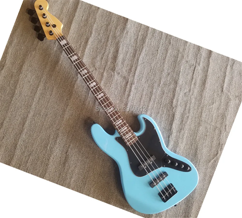 top quality  custom blue Jazz 4 string bass black hardware 