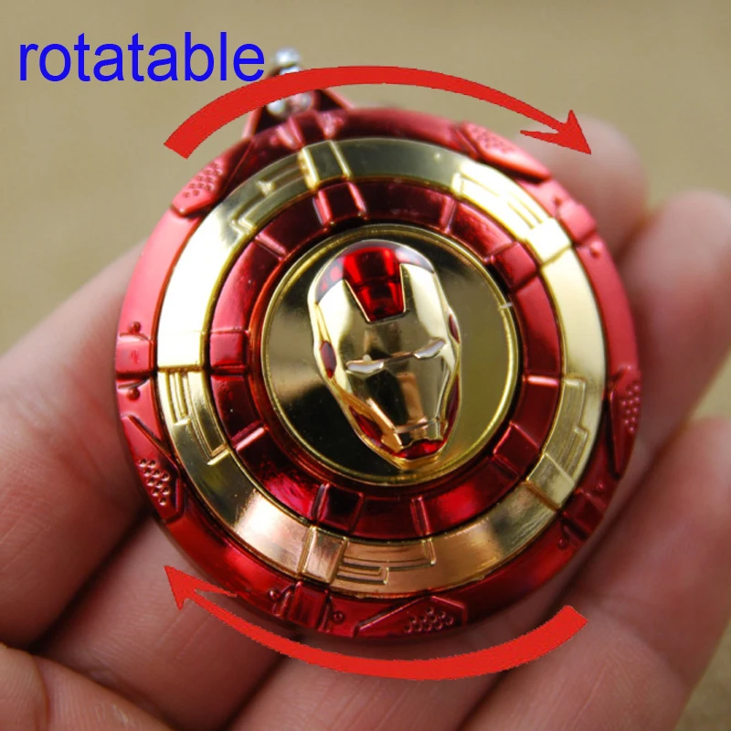 Movie Series Key Chain Rotatable iron man shield Keyring ...