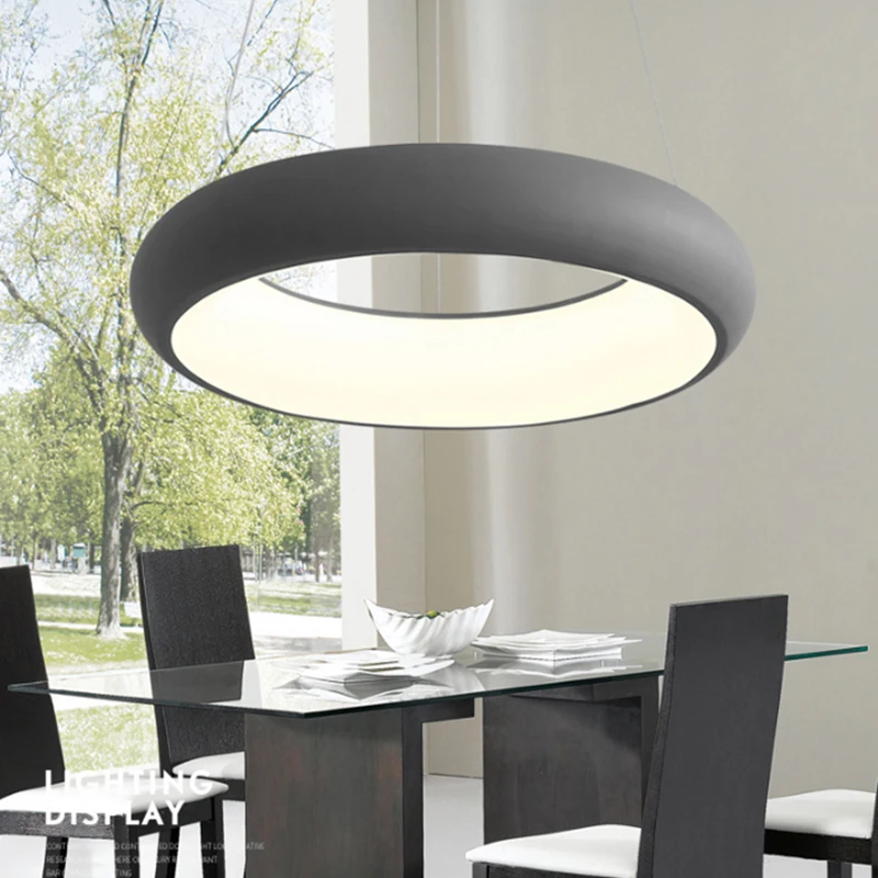 AC85-265V, круглая подвесная люстра, освещение для столовой, кухни, комнаты, кольца, алюминиевая подвесная люстра, люстра, блеск, плафон, современный